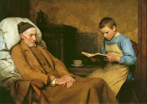 anciano Albert Anker-_Die_Andacht_des_Grossvaters_1893